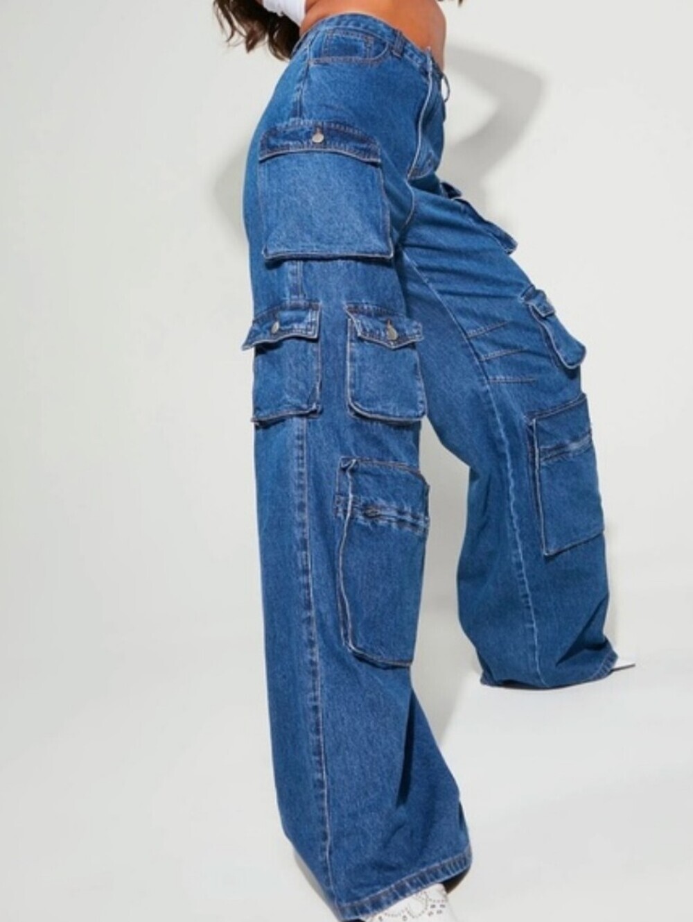 Women's Blue Cargo Denim Jeans